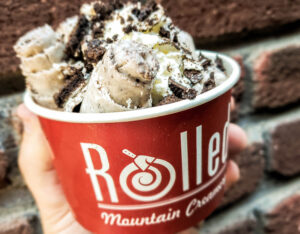 Rolled Mountain Creamery - Ice cream topped with Oreo bits